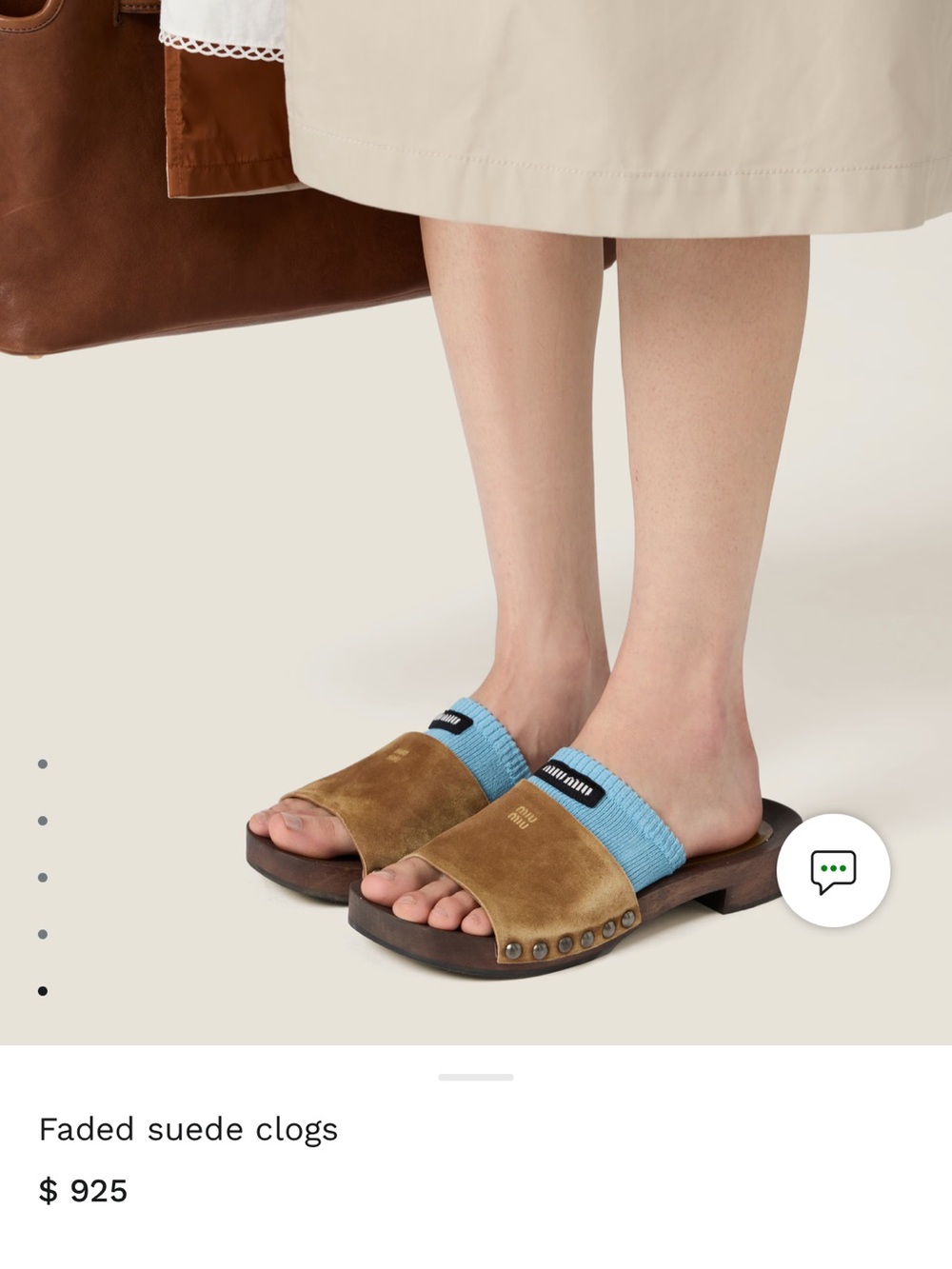 Miu Miu Tan Suede clogs ($925)